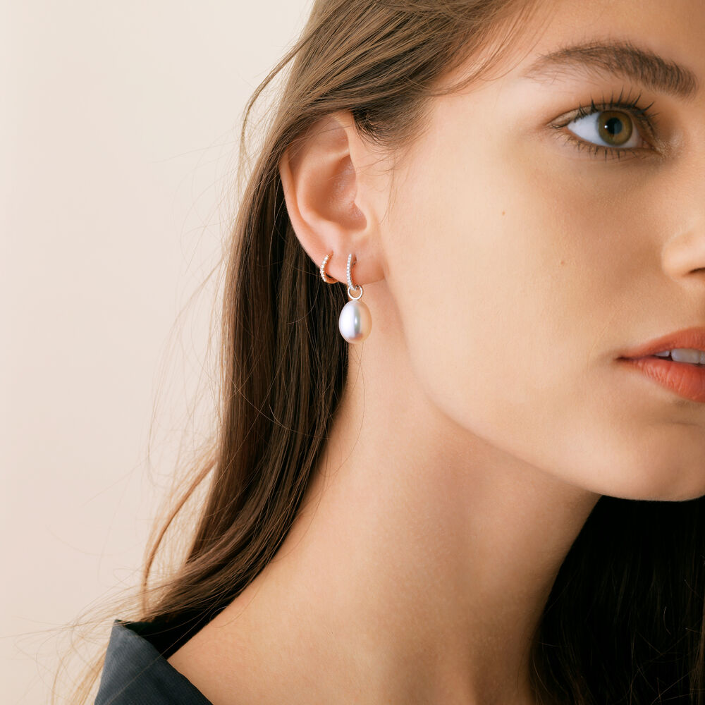 18ct White Gold Baroque Pearl Earring Drops | Annoushka jewelley